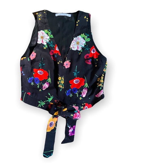 Zara trafalic collection cropped vneck blouse size S - Picture 2 of 8